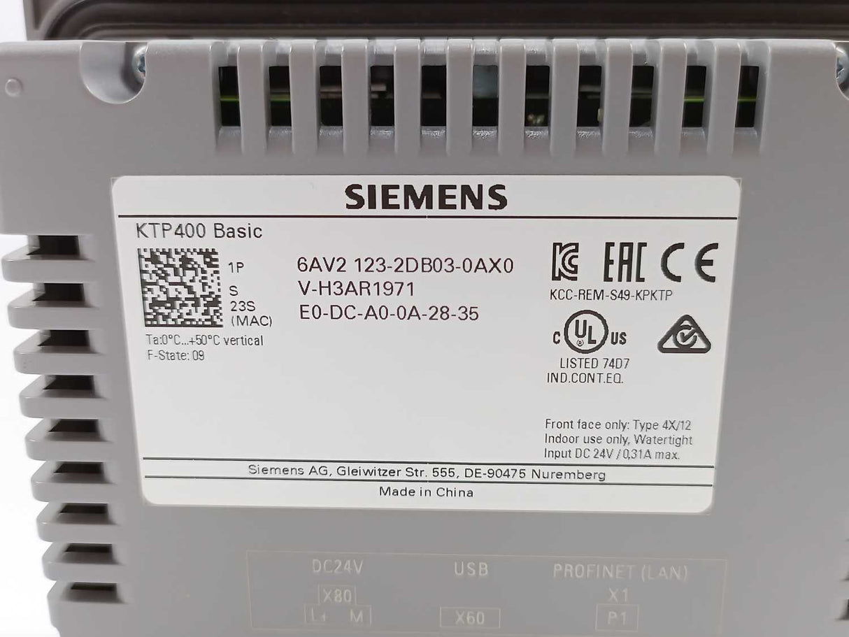 Siemens 6AV2123-2DB03-0AX0 SIMATIC HMI, KTP400 Basic Panel. For spare parts