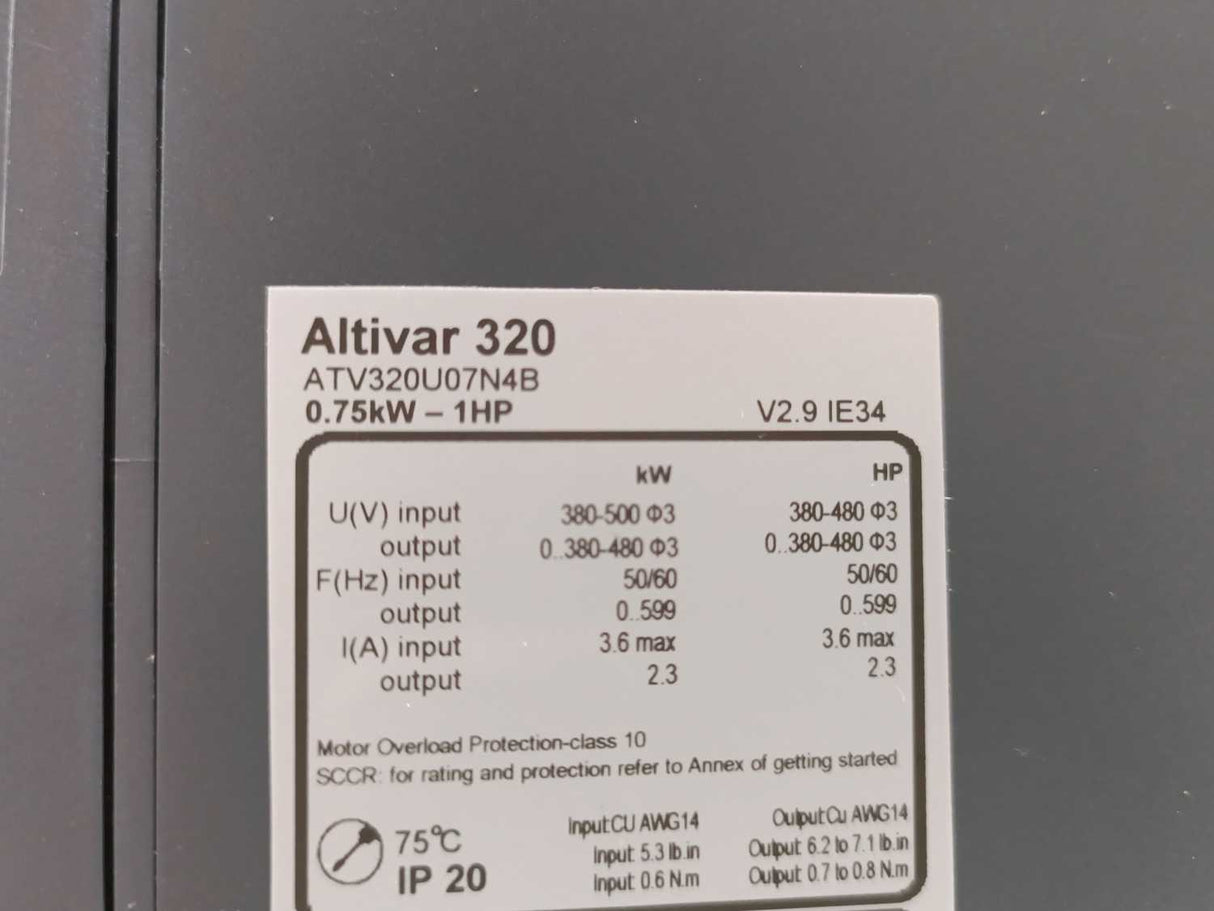 Schneider Electric ATV320U07N4B Variable Speed Drive 0.75kW