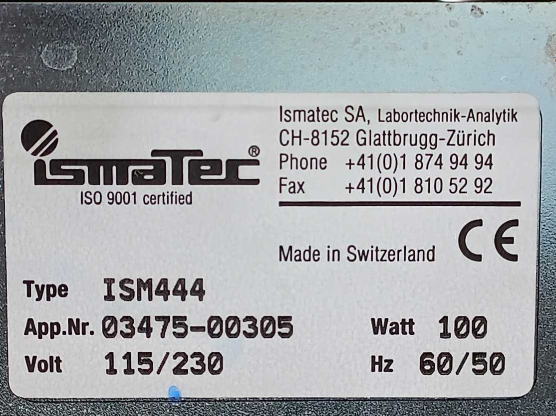 Ismatec ISM444 115/230V, 100W, 60/50Hz Peristaltic Pump