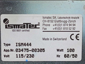 Ismatec ISM444 115/230V, 100W, 60/50Hz Peristaltic Pump