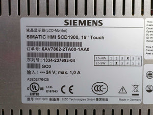 Siemens 6AV7862-2TA00-1AA0 SIMATIC HMI SCD1900 19" Touch