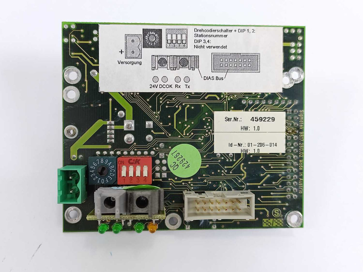 Sigmatek 9817.260.02 01-206-014 Control Board