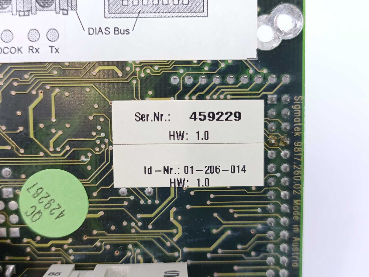 Sigmatek 9817.260.02 01-206-014 Control Board