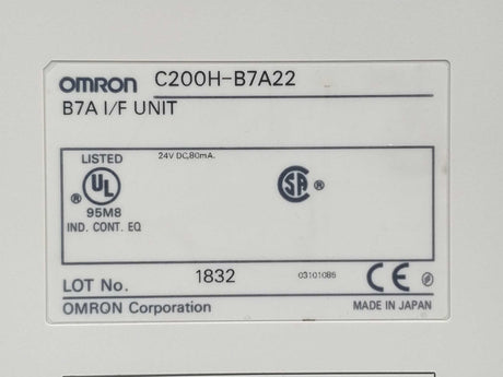 OMRON C200H-B7A22 B7A I/F unit 24VDC 80mA