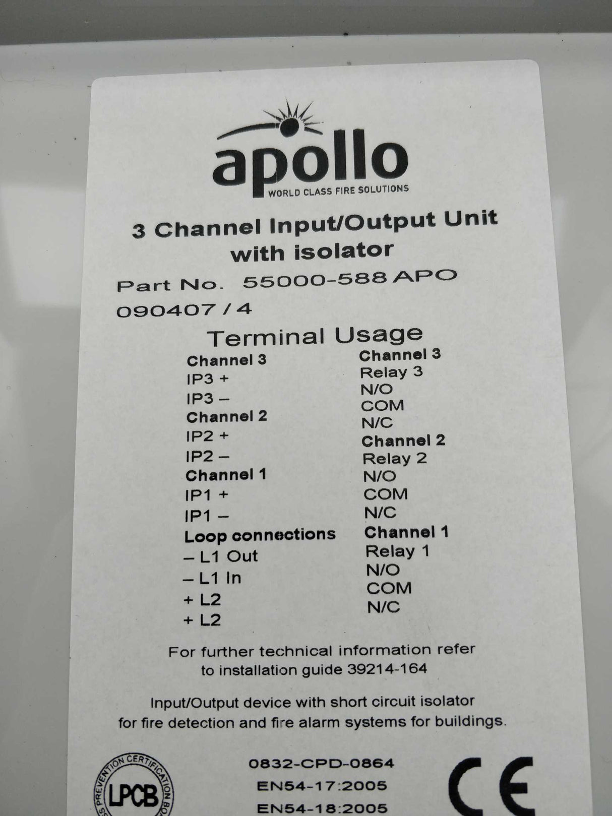 Apollo 55000-588 APO Input/Output Module - Three Channel - Isolating