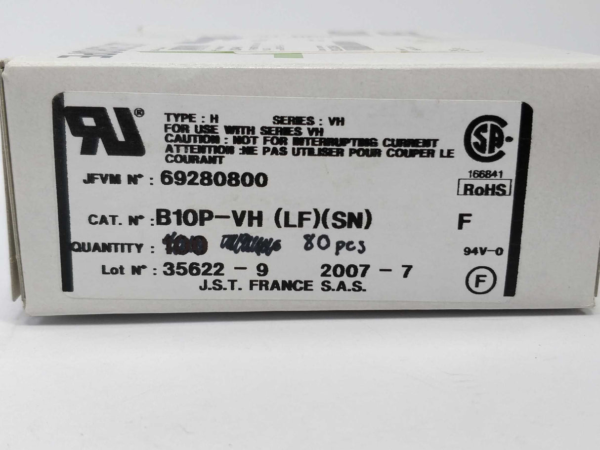 JST B10P-VH (LF) (SN) Connector header 80pcs