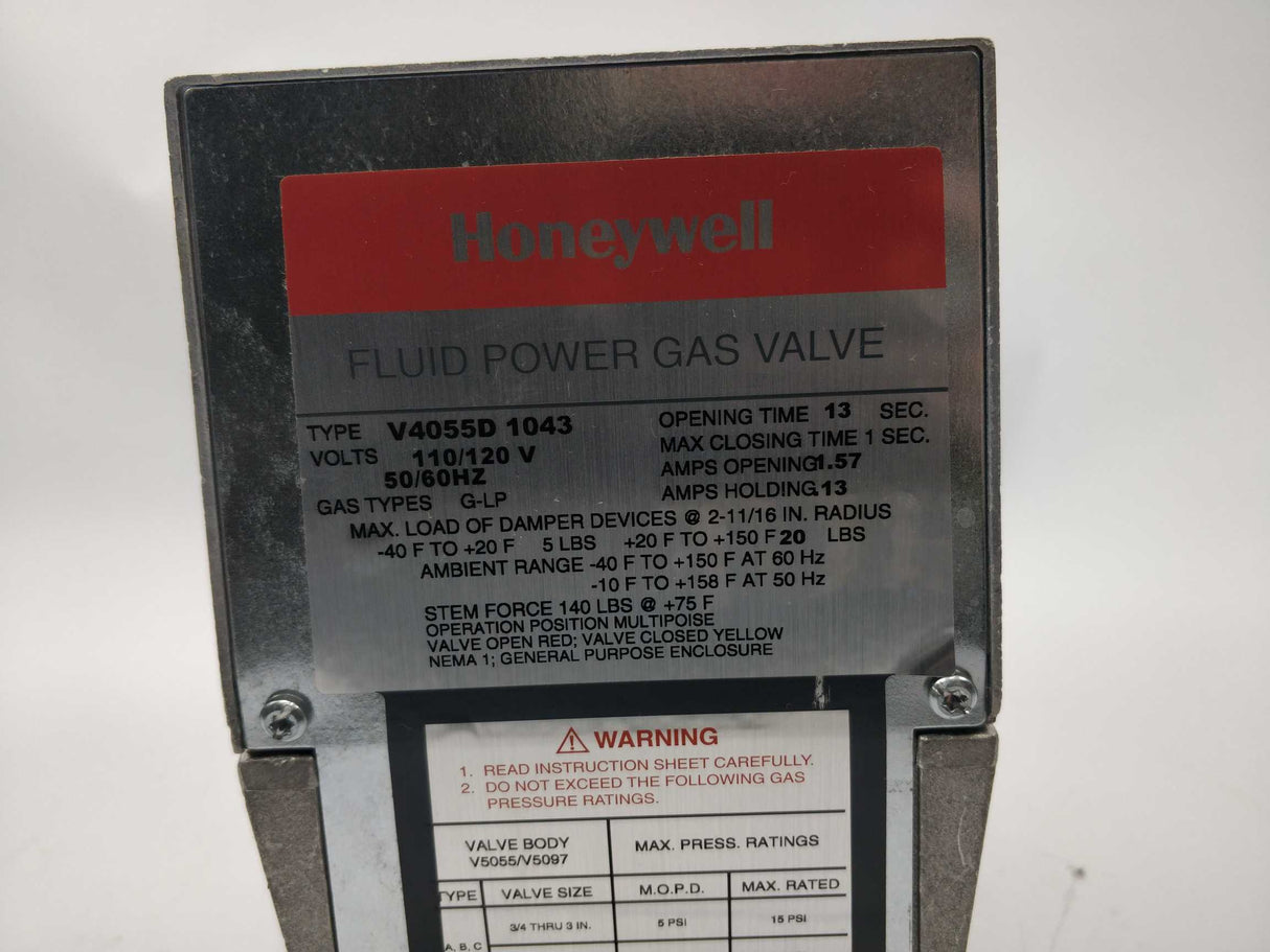 Honeywell V4055D1043 FLUID POWER GAS VALE