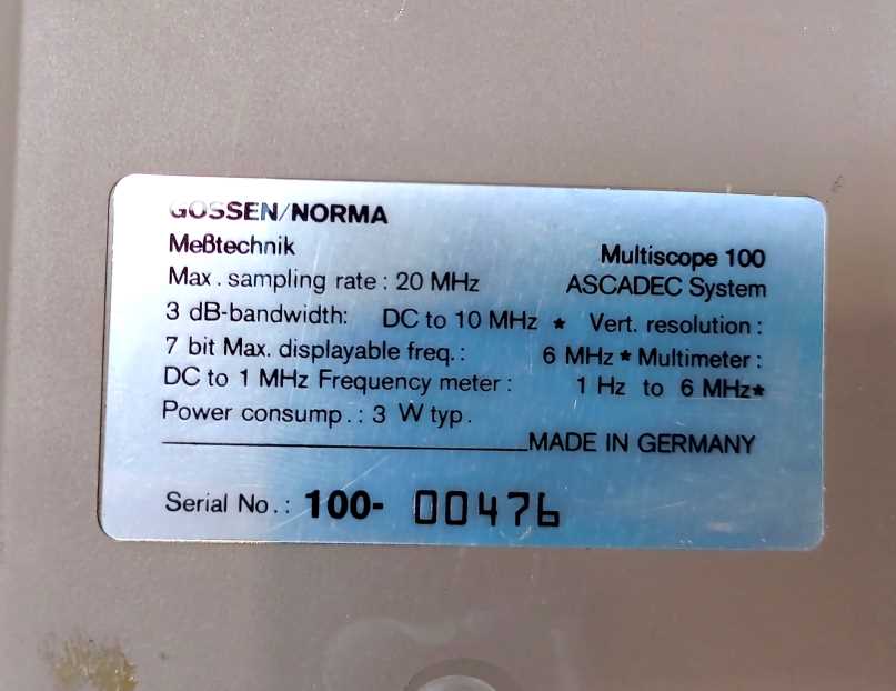 Gossen/Norma Multiscope 100 Portable Multiscope Oscilloscope two channel 20MHz