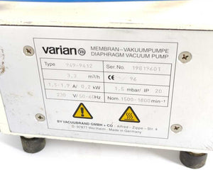 Varian 949-9412 Compact Varian Diaphragm pump 3.3 m³/h, 1.5 mbar
