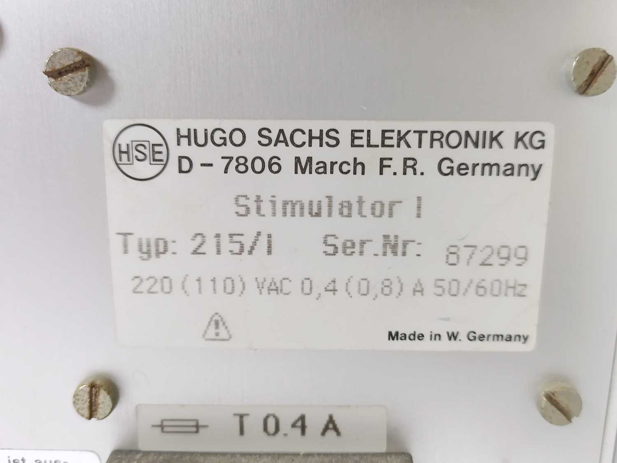 HSE HUGO SACHS ELEKTRONIK 215/I Biomedical Tissue Electrical pulse stimulator
