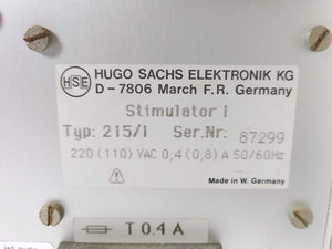 HSE HUGO SACHS ELEKTRONIK 215/I Biomedical Tissue Electrical pulse stimulator