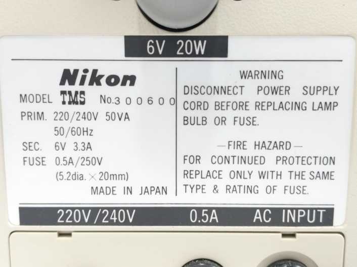 Nikon TMS Inverted Phase Contrast Microscope **FOR SPARE PARTS**