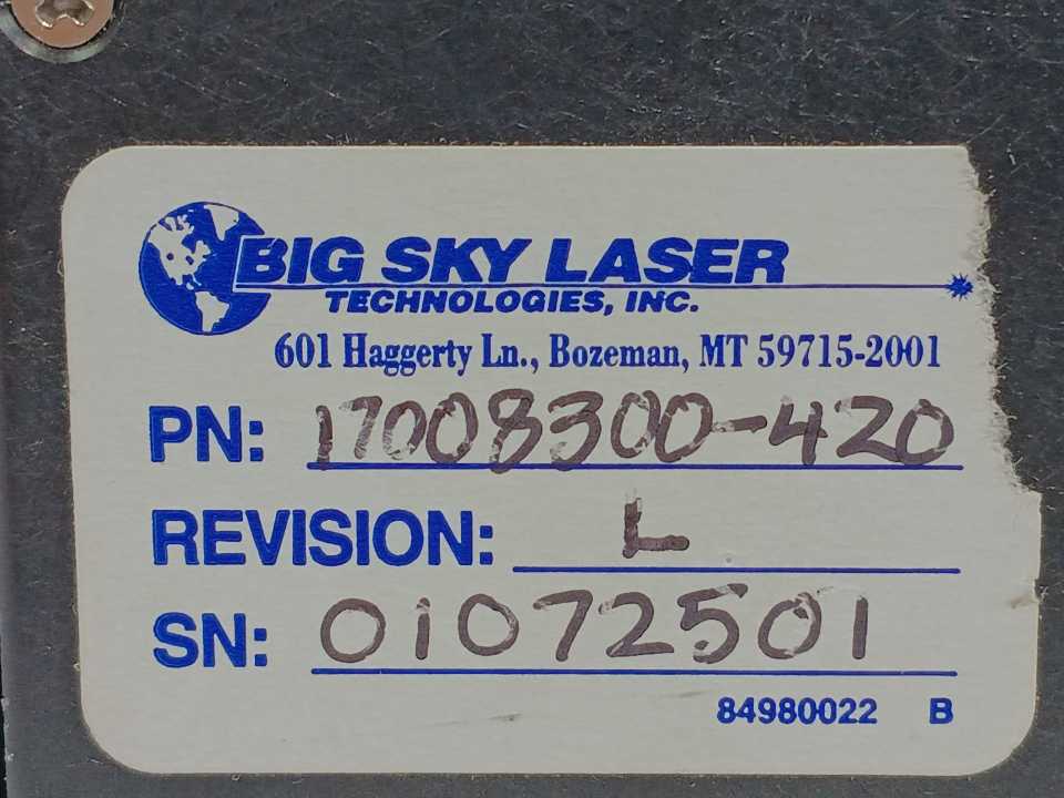 CETAC 17008300-420 Class 4 Laser System (Multi-Wavelength) 84980029 B