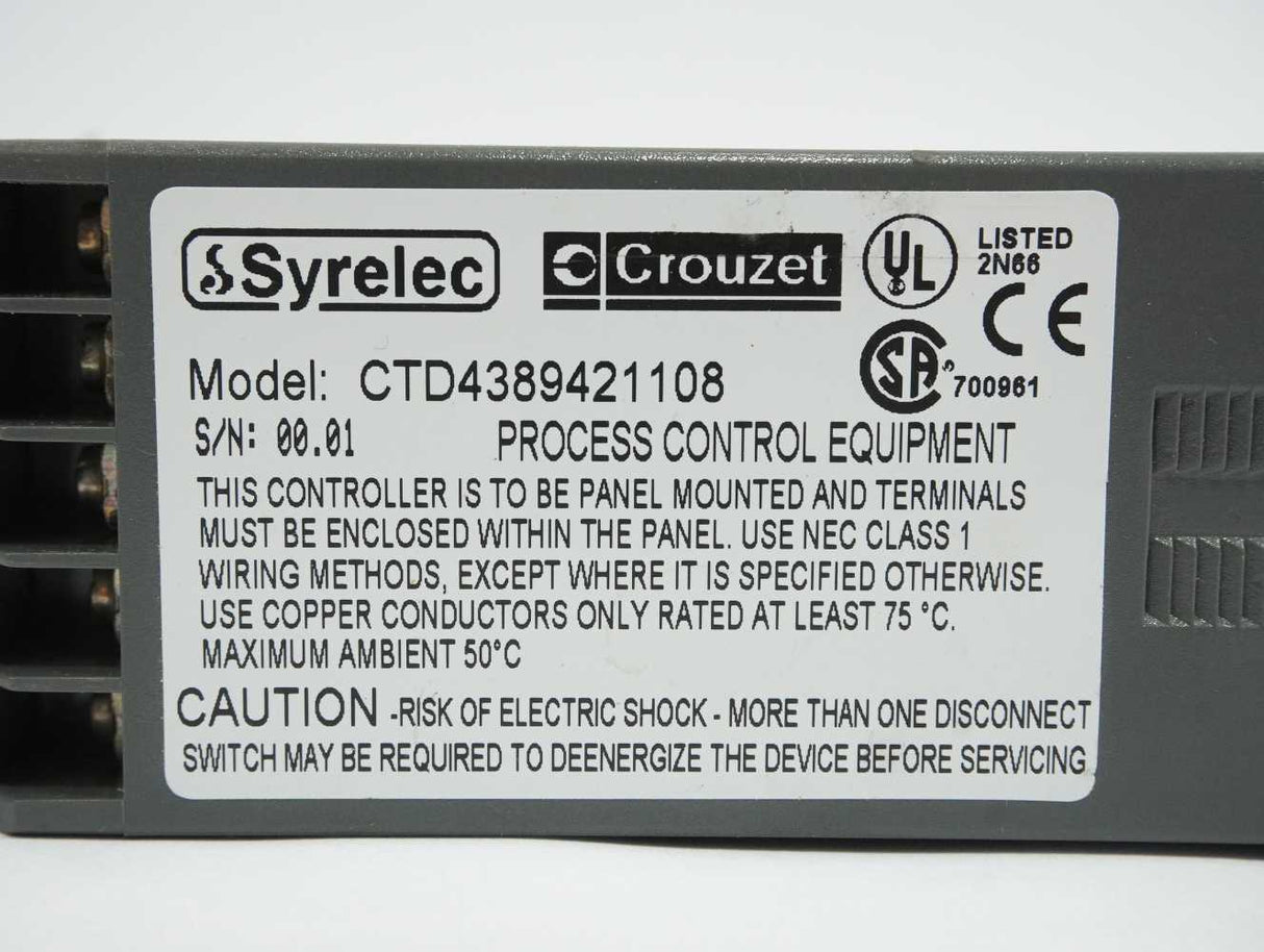 Syrelec / Crouzet CTD4389421108 CTD4389421108 Process Control Equipment