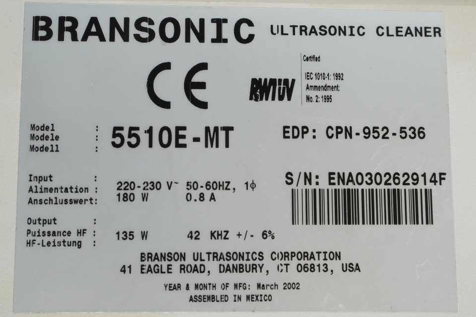 Bransonic CPN-952-536 Ultrasonic Cleaner 5510E-MT