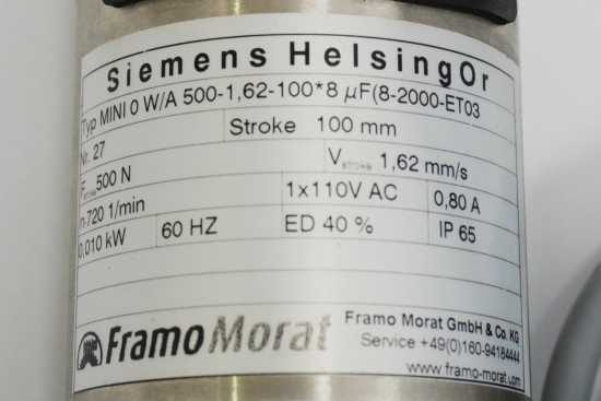 Framo Morat MINI 0-W/A-500-1,62-100*8µF Mini Linear Actuator / Spindle Motor