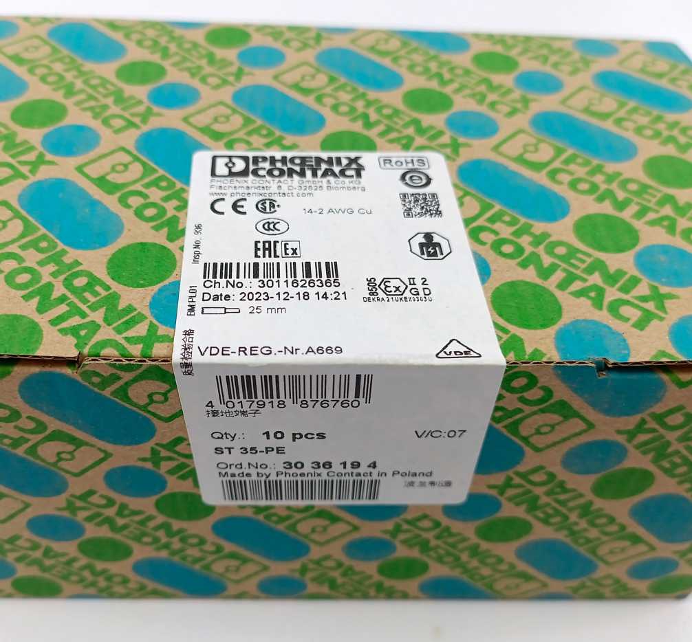Phoenix Contact 3036194 ST 35-PE - Protective conductor terminal block, 10 pcs