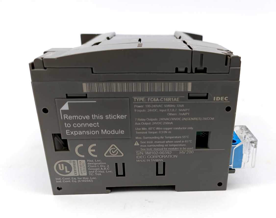 Idec FC6A-C16R1AE MicroSmart PLC 16IO CPU 100-240VAC Relay