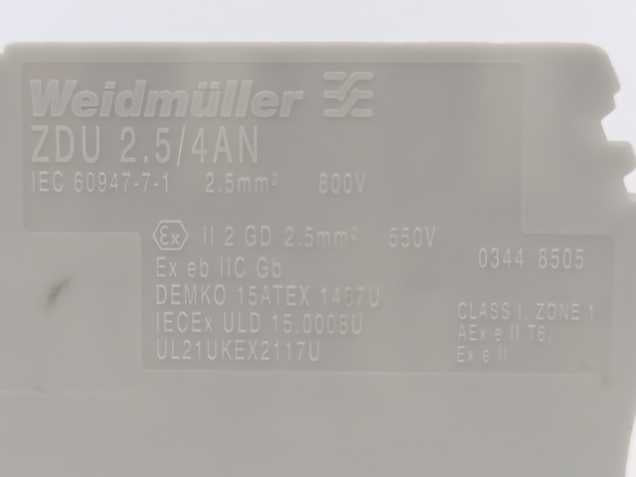 Weidmüller 1683470000 ZDU 2.5/4AN GR Feed-through terminal. Batch of 100 pcs.