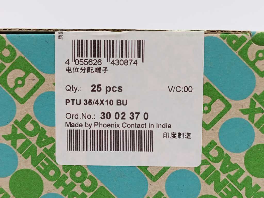 Phoenix Contact 3002370 PTU 35/4X10 BU Potential collective terminal x25pcs