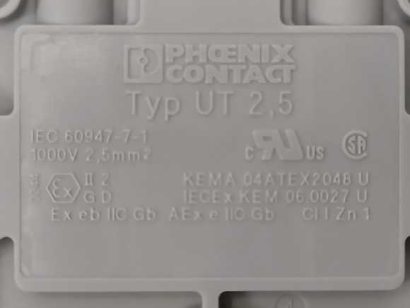 Phoenix Contact 3044076 UT 2,5 Feed-through terminal block x50 Pcs