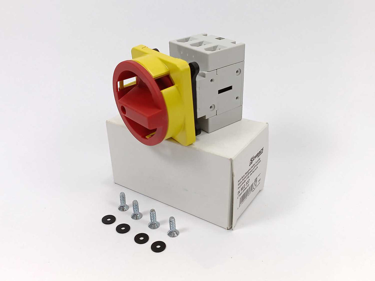 Schrack IN 8E2 337 Emergency-Stop Main Switch 3-pole 4 hole mounting 63A 22kW