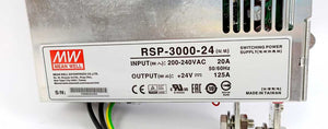 Mean Well RSP-3000-24 PSU, IN: 200-240VAC 20 A, 50/60Hz, OUT: +24V, 125A