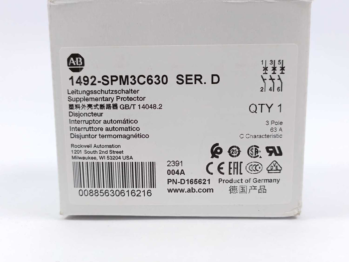 AB 1492-SPM3C630 3 Pole Supplementary Protector 63 A Ser D