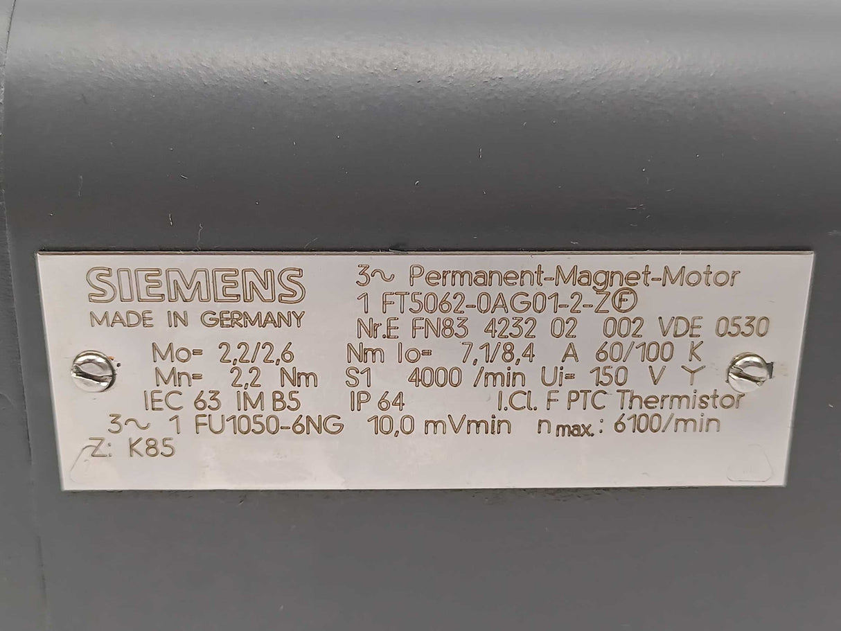 Siemens 1FT5062-0AG01-2-Z Permanent-Magnet-Motor