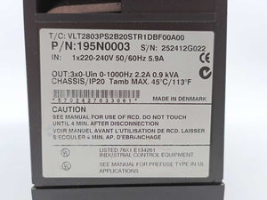 Danfoss VLT2803PS2B20STR1DBF00A00 VLT 2800, 195N00030,0.9kVA