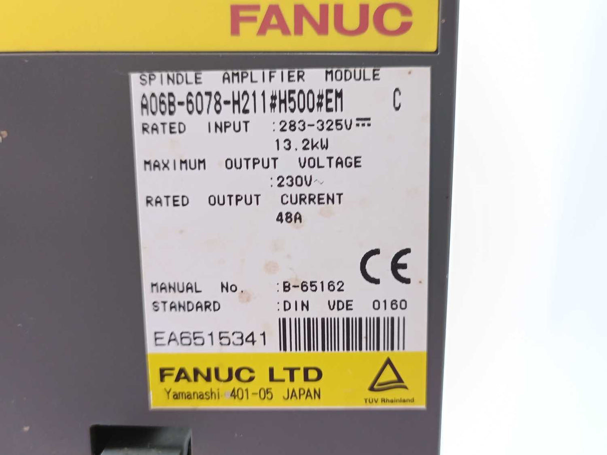 Fanuc A06B-6078-H211#H500#EM Spindle Amplifier Module, Ser.C 283-325V, 13,2kW