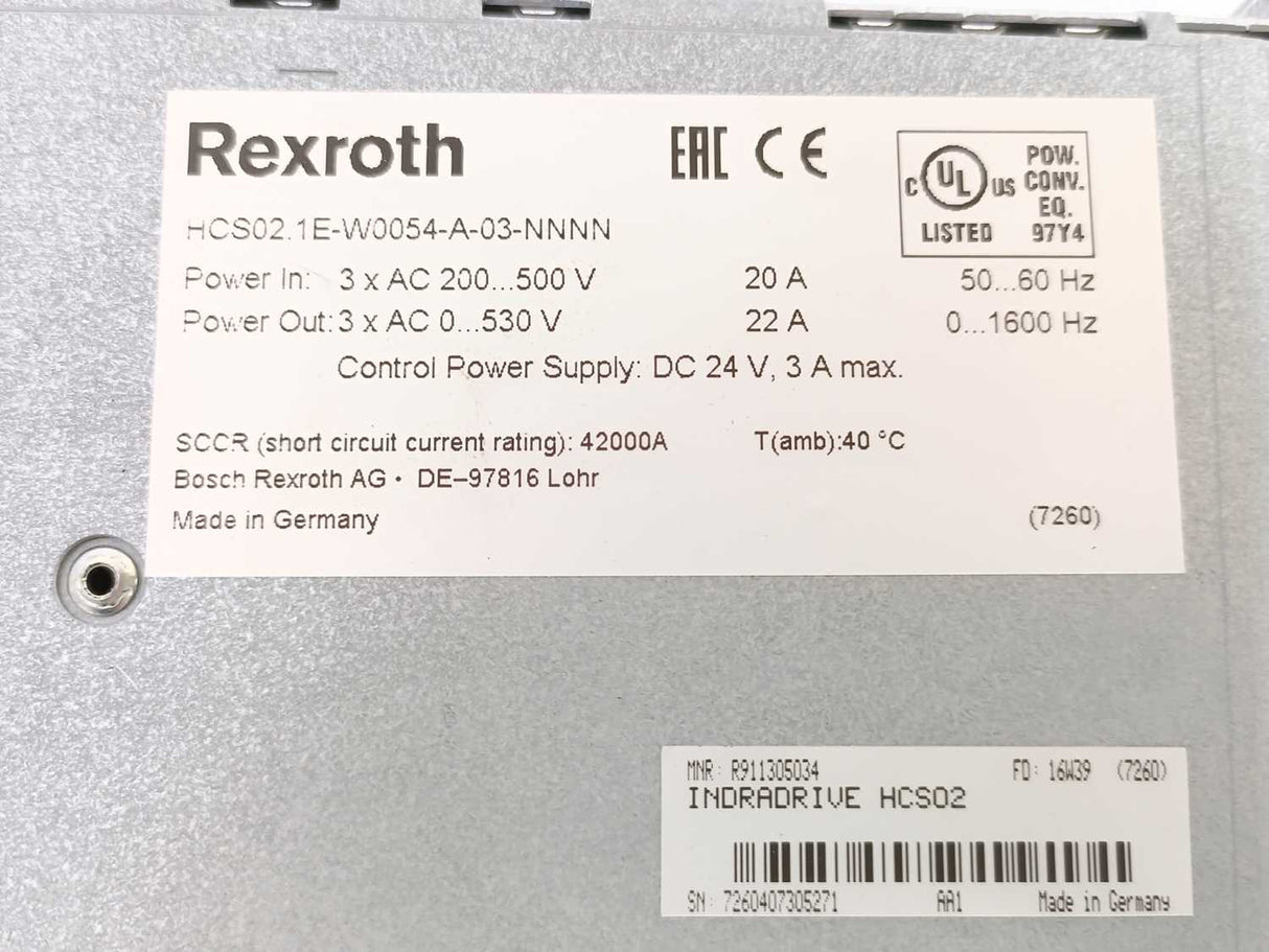 Rexroth R911298373 HCS02.1E-W0054-A-03-NNNN  w/ R911314013 CSB01.1-S3-ENS-EN1-NN