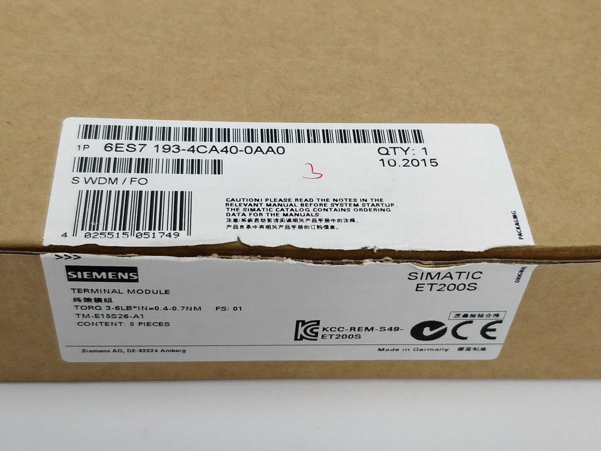 Siemens 6ES7193-4CA40-0AA0 Terminal module 2 pieces