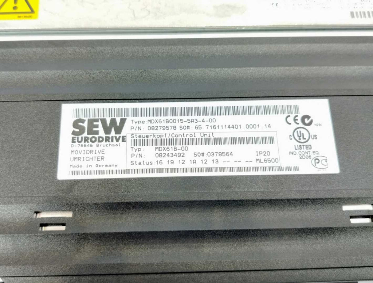 SEW-EURODRIVE  MDX61B0015-5A3-4-00 MOVIDRIVE Control Unit 08243492, red plastik missing