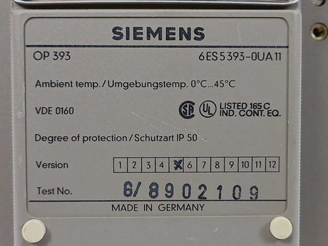 Siemens 6ES5393-0UA11 SIMATIC S5 OP393 Operator Panel