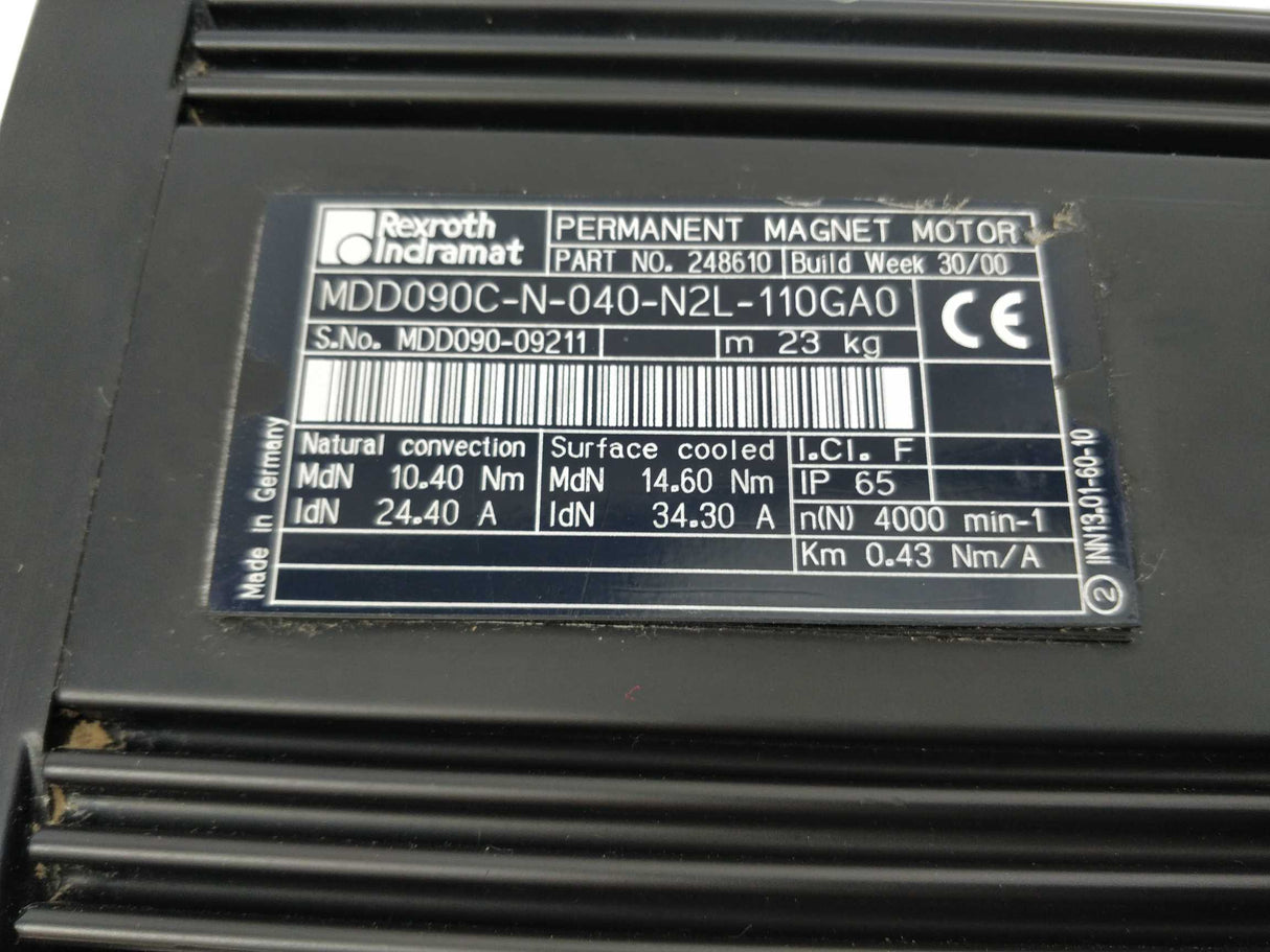 Rexroth Indramat 248610 MDD090C-N-040-N2L-110GA0 Permanent Magnet Motor