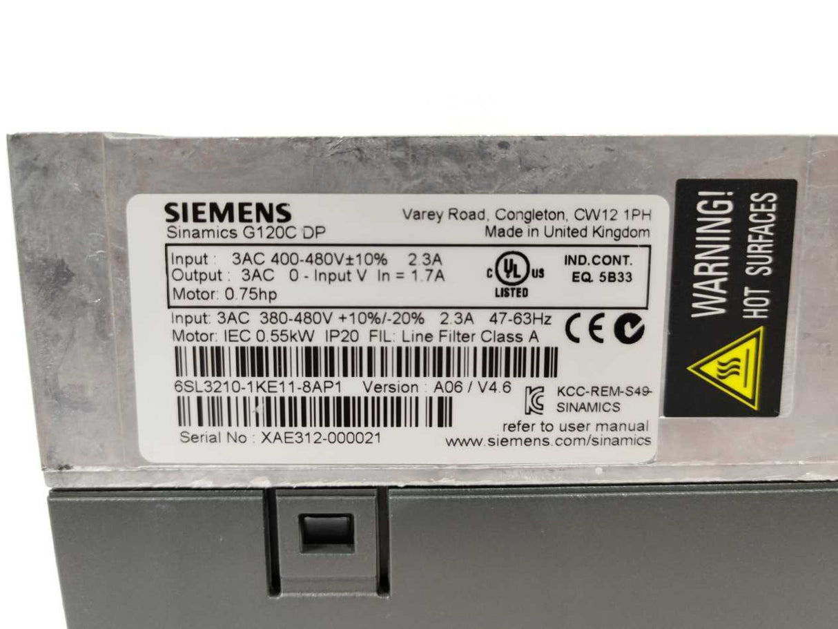 Siemens 6SL3210-1KE11-8AP1 SINAMICS G120C DP