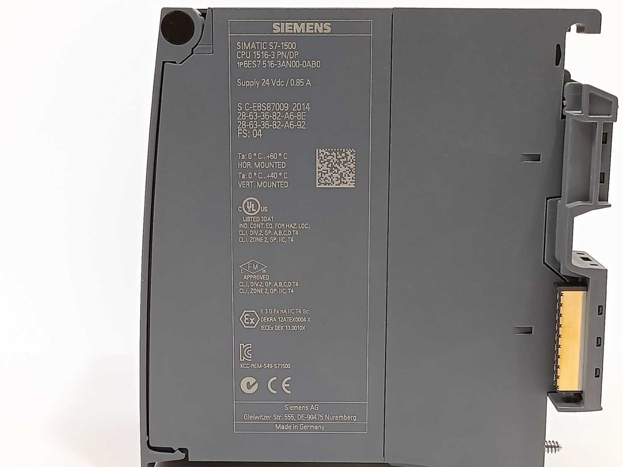 Siemens 6ES7516-3AN00-0AB0 SIMATIC S7-1500, CPU w. SIMATIC Memory Card 4MB