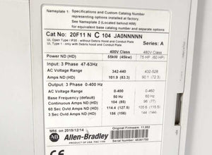 AB 20F11NC104JA0NNNNN PowerFlex Air Cooled 753 AC Drive