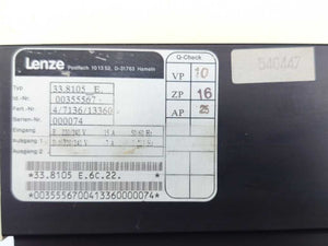 LENZE 00355567 8100 Series Frequency Inverter / AC Motor Drive