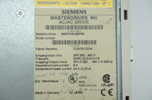 Siemens 6SE7018-0EP50 Masterdrives MC AC/AC Drive