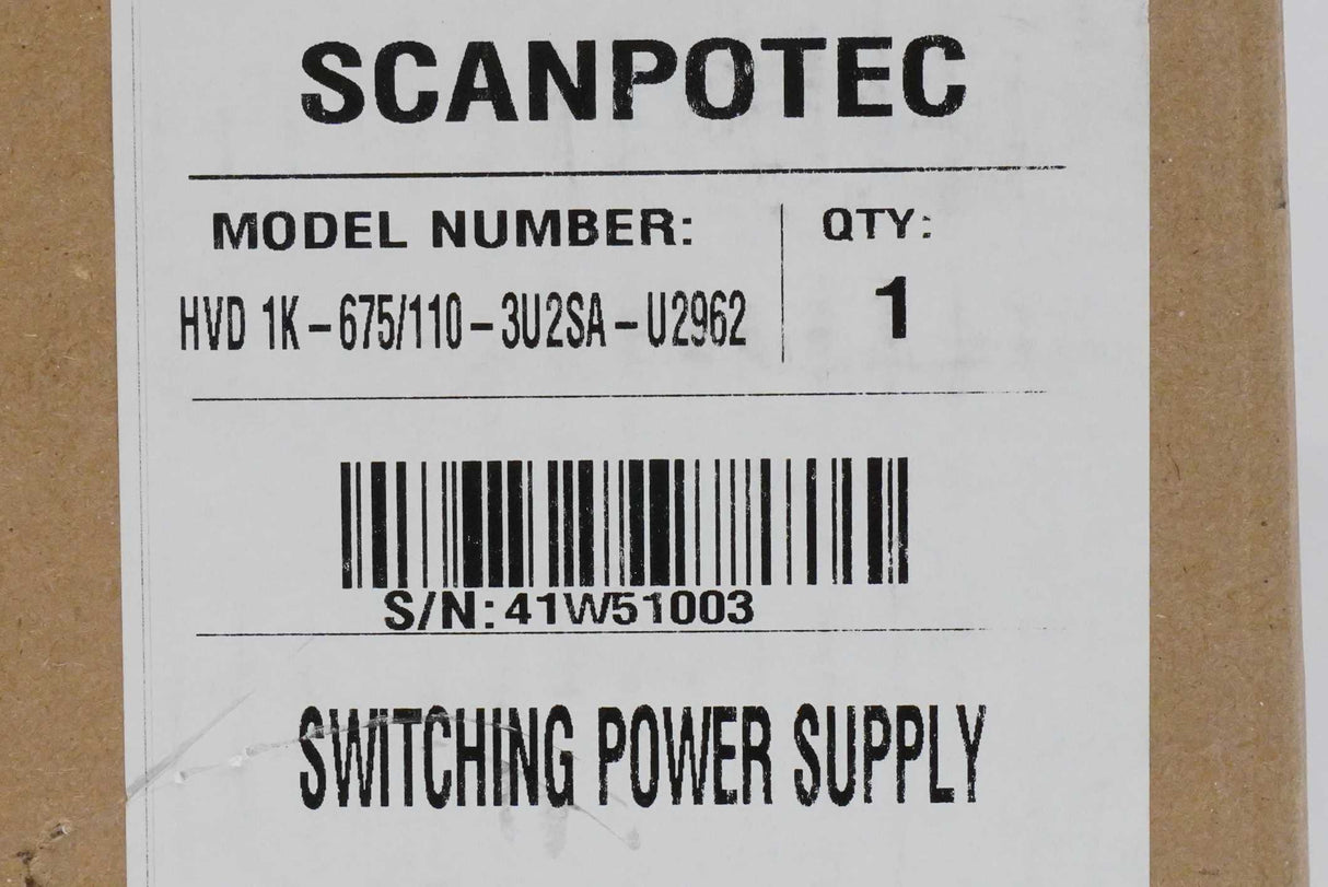 Scanpotec HVD 1K-675/110-3U2SA-U2962 Switching Power Supply