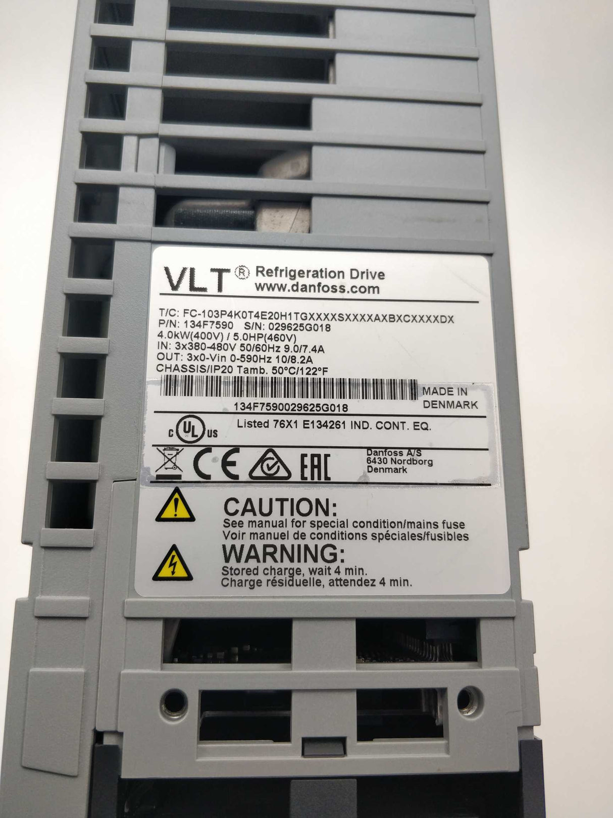 Danfoss 134F7590 VLT Refrigeration Drive 4.0kW