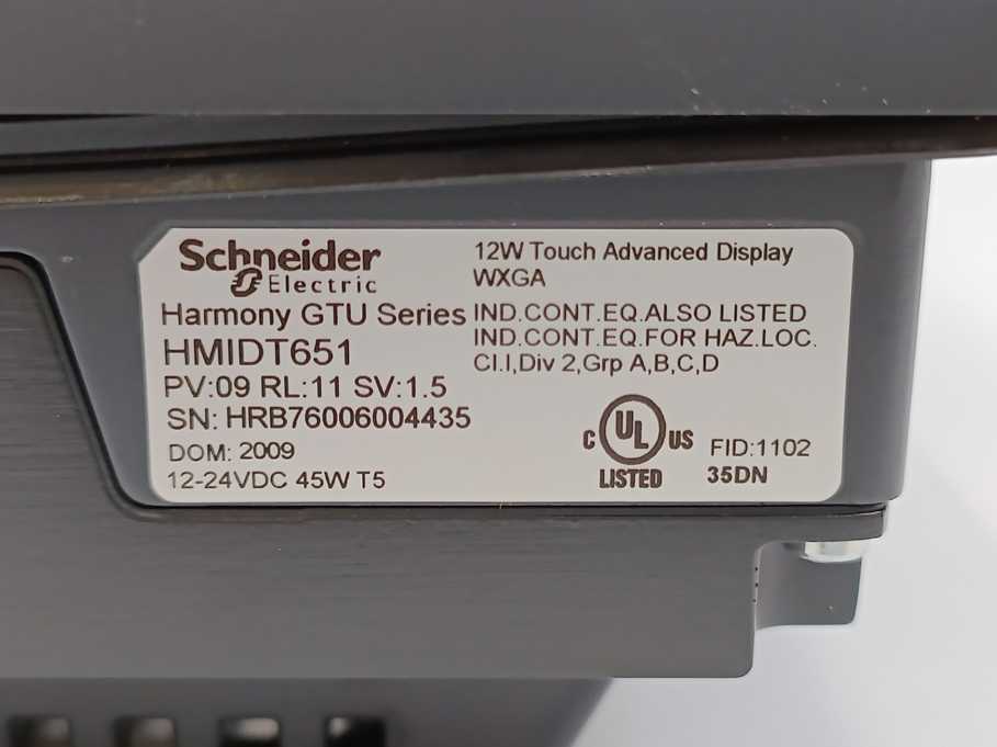 Schneider Electric HMIDT651 12W Touch Advanced Display w/ HMIG3U Base Unit