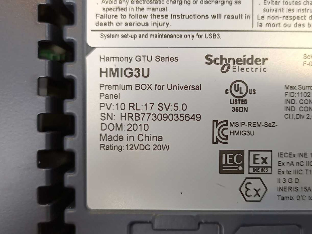 Schneider Electric HMIDT651 12W Touch Advanced Display w/ HMIG3U Base Unit