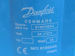 Danfoss 018F4954 Replacement Solenoid Coil 24V 18W w/ Cable