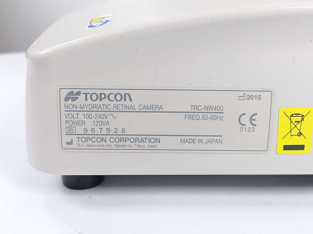 TOPCON TRC-NW400 Non-Mydriatic Retinal Camera, 100-240V, 50-60Hz, 120VA