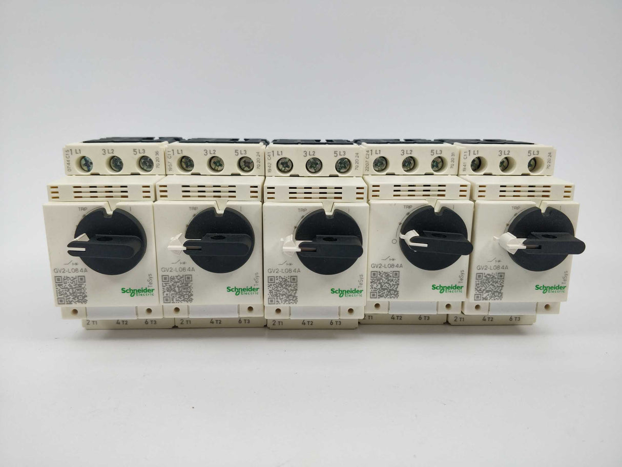 Schneider Electric GV2-L08 4A TeSys Motor Circuit Breaker 5 Pcs.