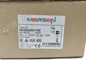 MERSEN NH2GG50V100 Fuse Link, M214670C. 100A. 3 Pcs