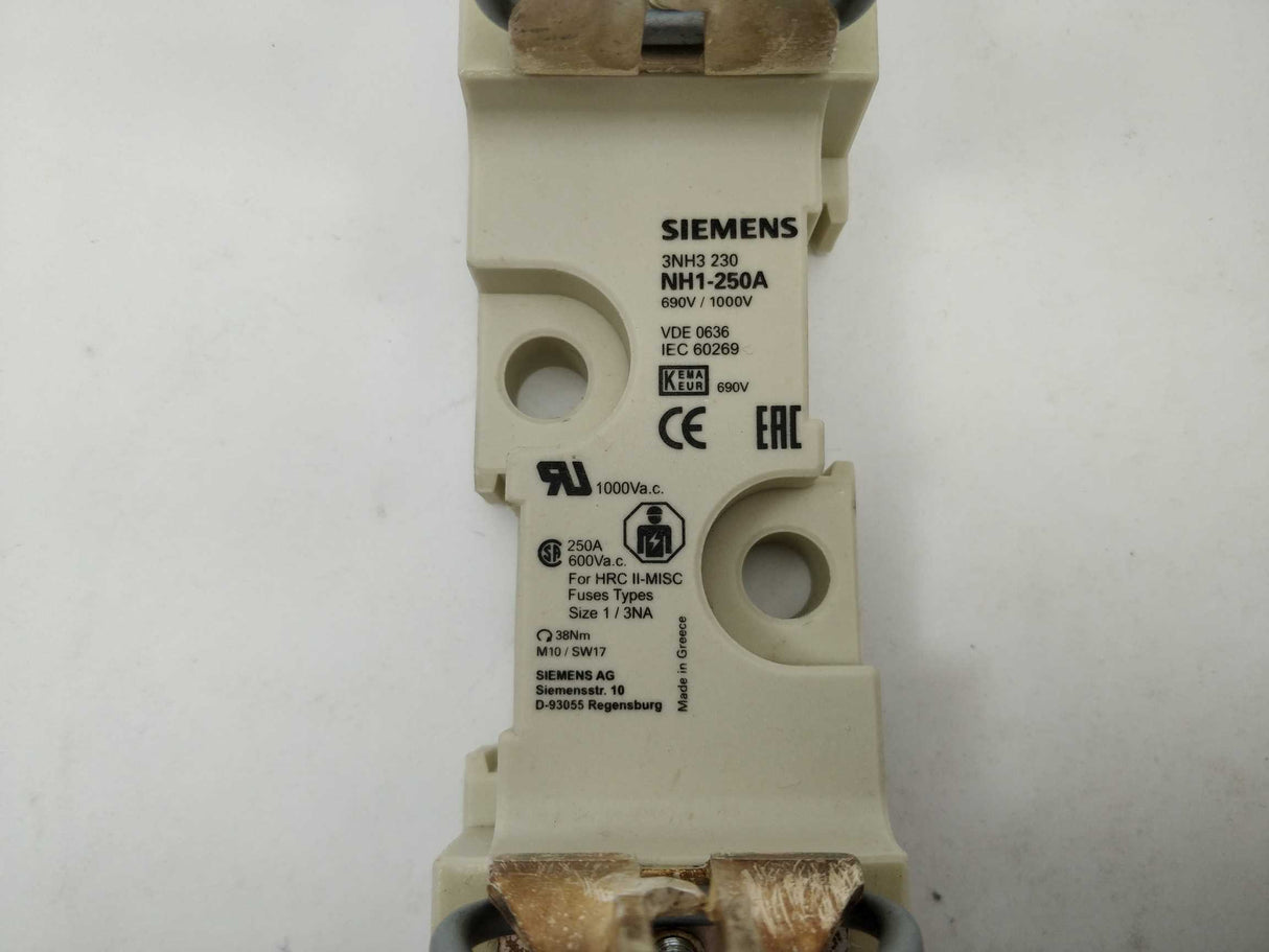 Siemens 3NH3230 LV HRC Fuse Base Sz. 1.